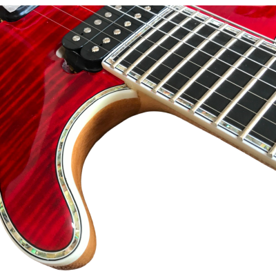 Custom Onyx Regius Translucent Red 7 String Guitar - Image 8