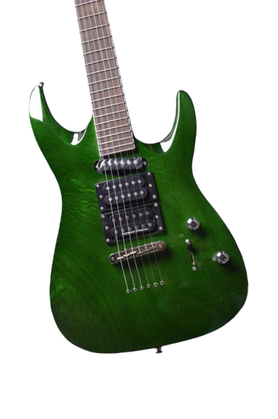 Custom Obsidian See Thru Green MH1000 Electric Guitar String Thru Body