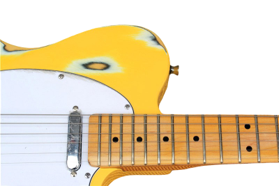 Custom Regent Graffiti Yellow Heavy Relic Aged Electric Guitar - Image 4