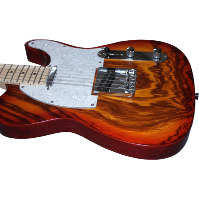 Custom Regent Amber Burst Swirling Natural Grain 6 String Electric Guitar - Image 6