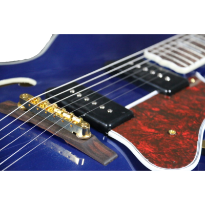 Custom Crown Cobalt Blue Metallic Fhole Archtop P90 Electric Guitar - Image 8
