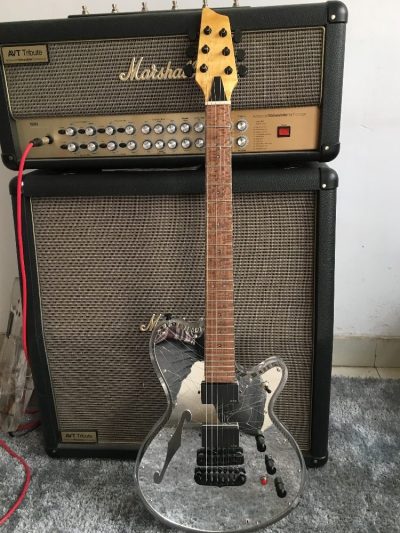 Custom Peridot Mirror Plexiglass Acrylic Rosewood Fretboard Led Guitar - Image 8