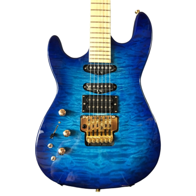 Custom Race Satin Transparent Blue Phil Collen PC1 Quilted Maple Top Electric Guitar