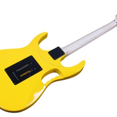 Custom Axis SVAI Desert Sun Yellow Pink Pickups Pyramid Inlays Monkey Grip Guitar - Image 5