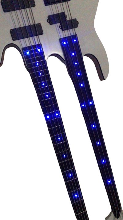 Custom Crown Double Neck Guitar White 5 String 4 String Bass - Image 4