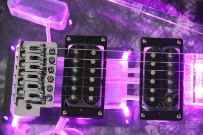Custom Race Flying V Plexiglass Acrylic Translucent Body Neck LED Purple Guitar - Image 7