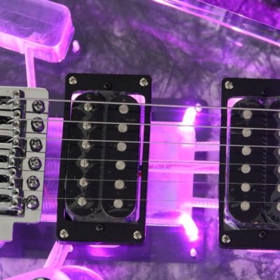 Custom Race Flying V Plexiglass Acrylic Translucent Body Neck LED Purple Guitar - Image 7