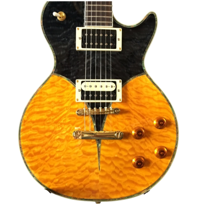 Custom Crown Black Amber Translucent Quilt Tak Matsumoto Quilted Maple Top Electric Guitar