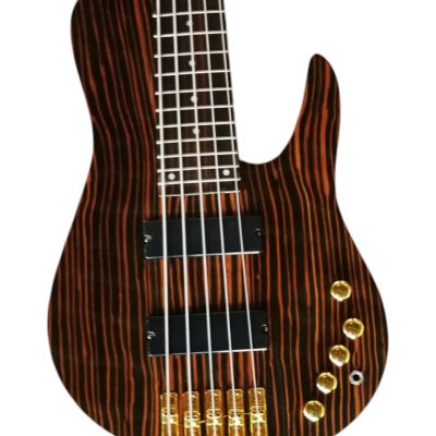 Custom Solis Imperial Single Cutaway Zebra Wood Body 5 String Bass