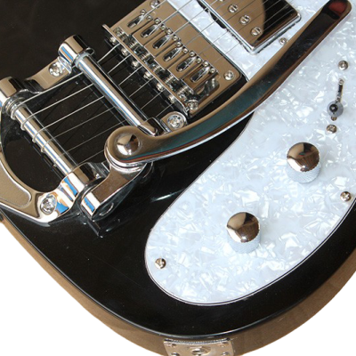 Custom Regent Thinline Fhole Bigsby Vibrato Tailpiece Gloss Black Electric Guitar - Image 5