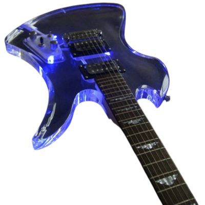 Custom Riva MG115C Clear Acrylic Luminous LED Mod Blue Guitar - Image 12