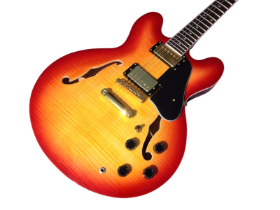 Custom Crown ES335 Semi Hollow Body Figured Cherry Sunburst Fhole Guitar
