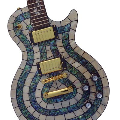 Custom Topaz Mahogany Body In Hand Laid High Grade Mosaic Guitar