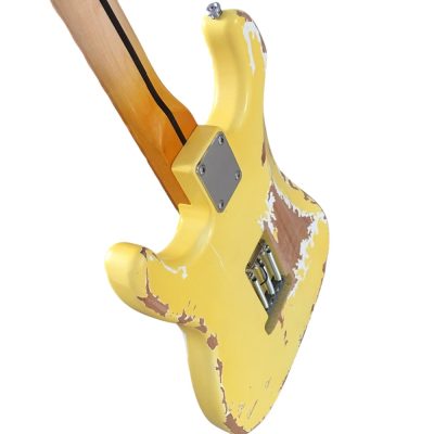 Custom Regent Yngwie Malmsteen Play Loud Scalloped Maple Fretboard Heavy Relic Yellow Guitar - Image 11