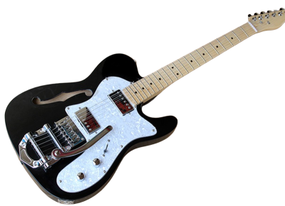 Custom Regent Thinline Fhole Bigsby Vibrato Tailpiece Gloss Black Electric Guitar - Image 6