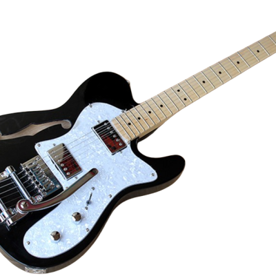 Custom Regent Thinline Fhole Bigsby Vibrato Tailpiece Gloss Black Electric Guitar - Image 6