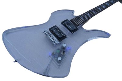 Custom Riva MG115C Clear Acrylic Luminous LED Mod Blue Guitar - Image 11