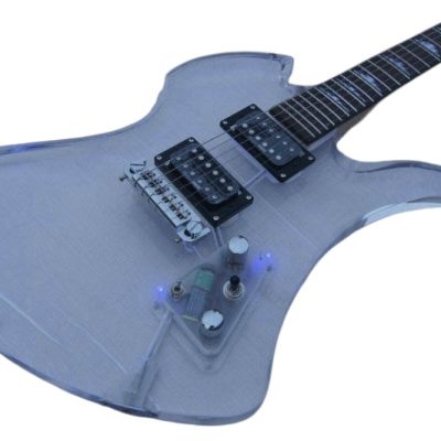 Custom Riva MG115C Clear Acrylic Luminous LED Mod Blue Guitar - Image 11