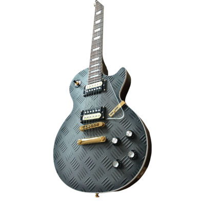 Custom Crown Standard Hybrid Textured Matte Black Diamond Plate Electric Guitar - Image 2