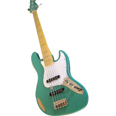 Custom Regent Heavy Relic Seafoam Green 5 String Jazz Bass - Image 4