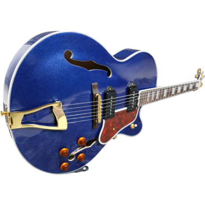 Custom Crown Cobalt Blue Metallic Fhole Archtop P90 Electric Guitar - Image 13