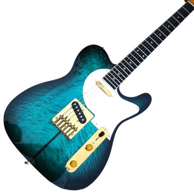 Custom Regent Merle Tuff Dog Deep Aqua Marine Blue Burst Guitar - Image 7