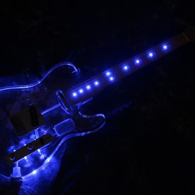 Custom Regent Plexiglass Acrylic Lucite Integrated Blue LED Illumination Guitar - Image 6