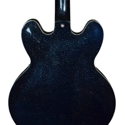 Custom Crown ES335 Semi Hollow Body Sparkle Glitter Blue Fhole Guitar - Image 5