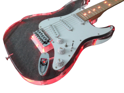 Custom Regent Plexiglass Acrylic Lucite Red LED Guitar ST Maple Fretboard - Image 6