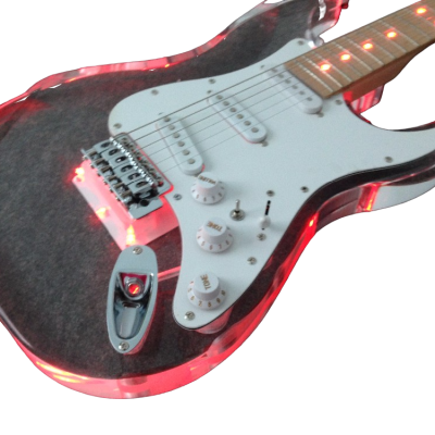 Custom Regent Plexiglass Acrylic Lucite Red LED Guitar ST Maple Fretboard - Image 6