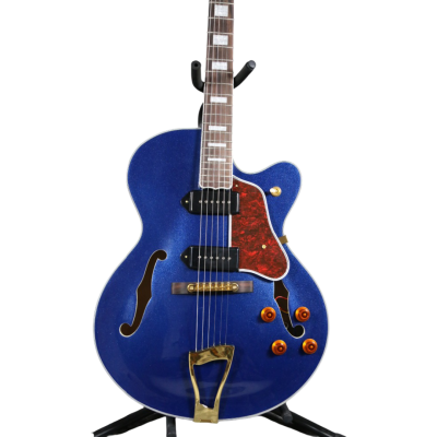 Custom Crown Cobalt Blue Metallic Fhole Archtop P90 Electric Guitar