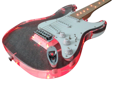 Custom Regent Plexiglass Acrylic Lucite Red LED Guitar ST Maple Fretboard