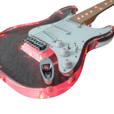 Custom Regent Plexiglass Acrylic Lucite Red LED Guitar ST Maple Fretboard