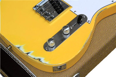Custom Regent Graffiti Yellow Heavy Relic Aged Electric Guitar - Image 9