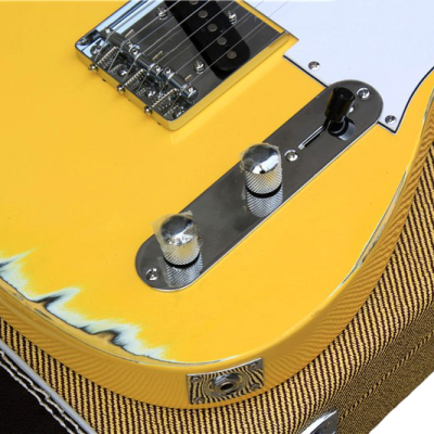 Custom Regent Graffiti Yellow Heavy Relic Aged Electric Guitar - Image 9