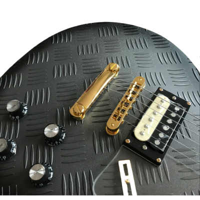 Custom Crown Standard Hybrid Textured Matte Black Diamond Plate Electric Guitar - Image 6