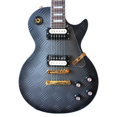 Custom Crown Standard Hybrid Textured Matte Black Diamond Plate Clear Acrylic Plexiglass Pickguard Guitar