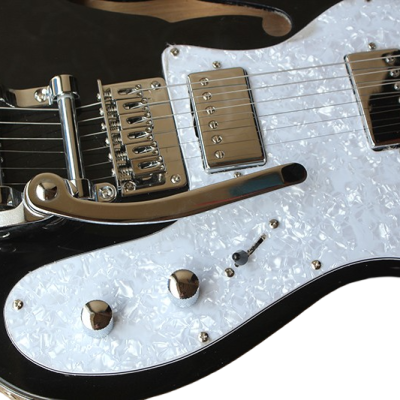Custom Regent Thinline Fhole Bigsby Vibrato Tailpiece Gloss Black Electric Guitar - Image 7