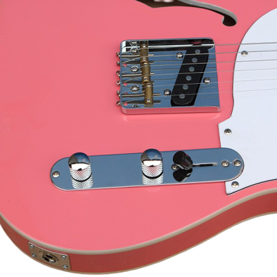 Custom Regent Thinline Fhole Shell Pink Electric Guitar - Image 7
