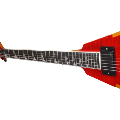 Custom Tempest Dave VMNT Flying V Translucent Red Flame Maple Top Guitar - Image 9