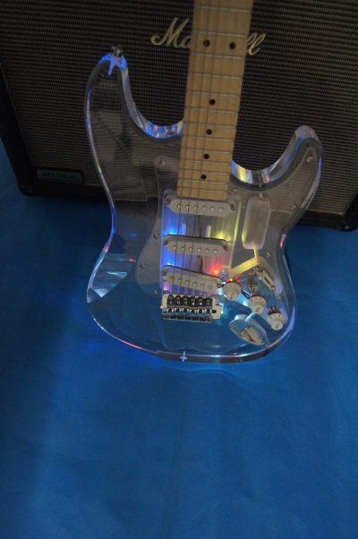 Custom Regent Plexiglass Acrylic Lucite Colored LED Guitar ST Maple Fretboard - Image 7