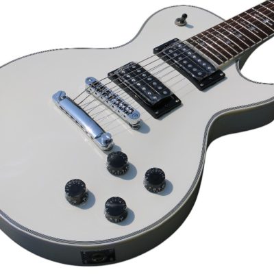 Custom Crown Arctic White Cross Inlays 7 String Electric Guitar - Image 3