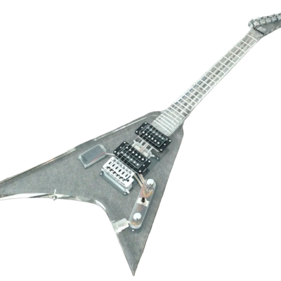 Custom Race Flying V Plexiglass Acrylic Translucent Body Neck LED Blue Guitar - Image 8