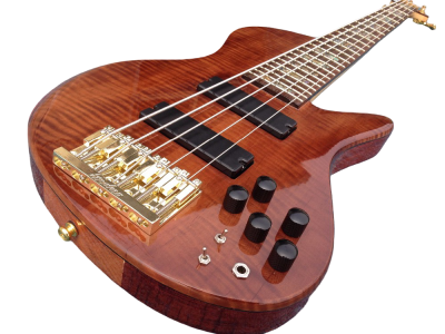 Custom Solis Emperor II Elite Single Cutaway Body Tiger Maple Top 5 String Bass