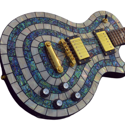 Custom Topaz Mahogany Body In Hand Laid High Grade Mosaic Guitar - Image 15