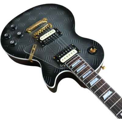 Custom Crown Standard Hybrid Textured Matte Black Diamond Plate Electric Guitar - Image 7
