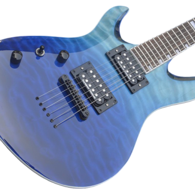 Custom Obsidian Horizon Blue Quilted Maple Top MH1000 Electric Guitar String Thru Body - Image 7