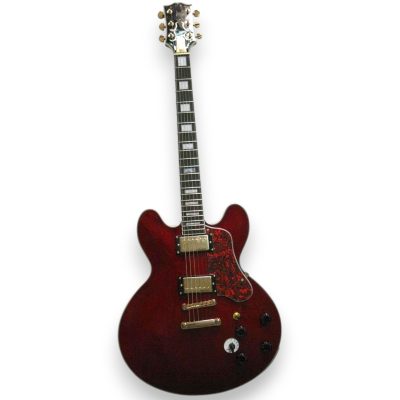 Custom Crown ES335 Noel Gallagher Dark Wine Red Electric Guitar - Image 2