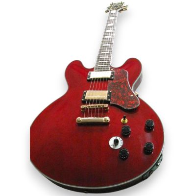 Custom Crown ES335 Noel Gallagher Dark Wine Red Electric Guitar - Image 5