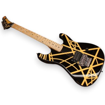 Custom Lazu Striped Bumblebee Black with Yellow Stripes 6 String Guitar - Image 2